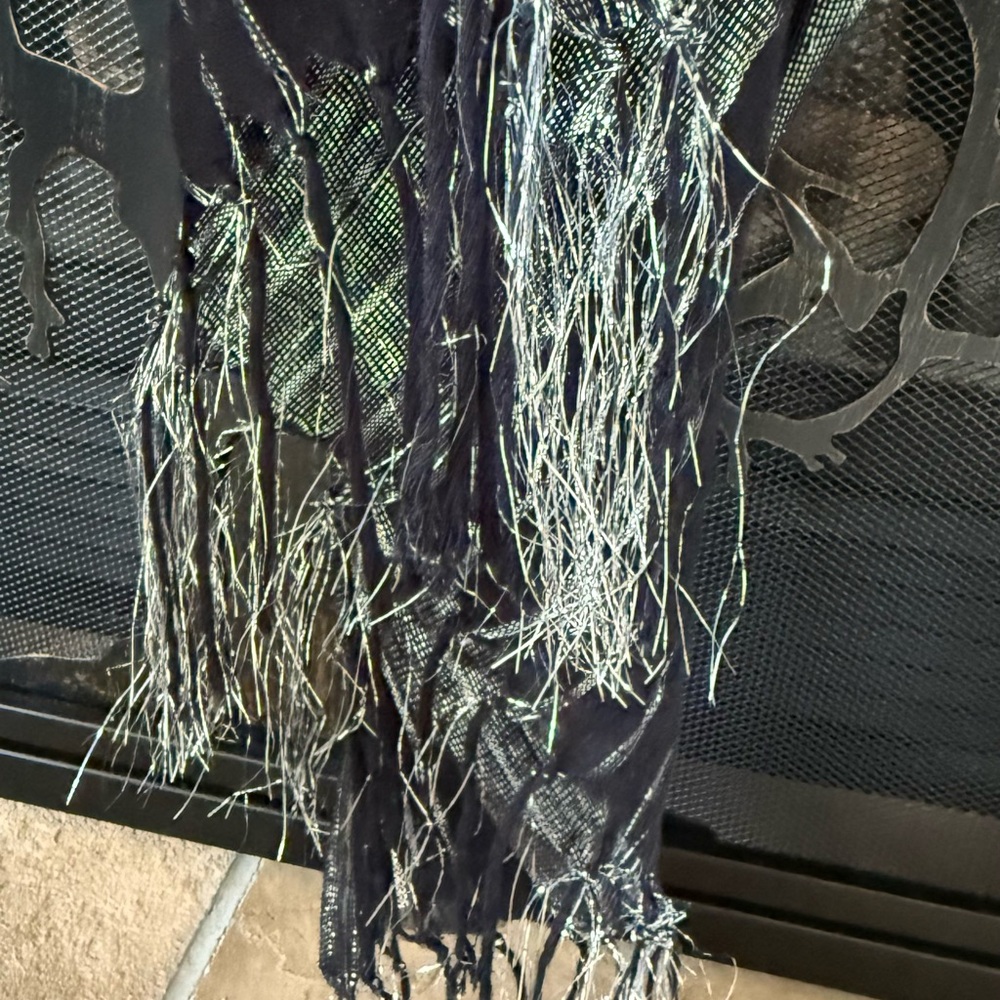 Metallic Black and Silver Metallic Stripe Scarf / Shawl - Picture 3 of 8